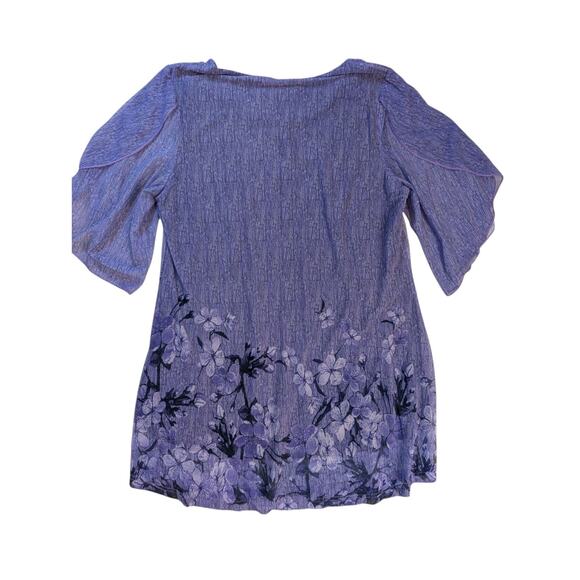 Women's Size L Purple Lined Floral Butterfly Sleeve Pullover Ninedaily Blouse - Picture 7 of 7